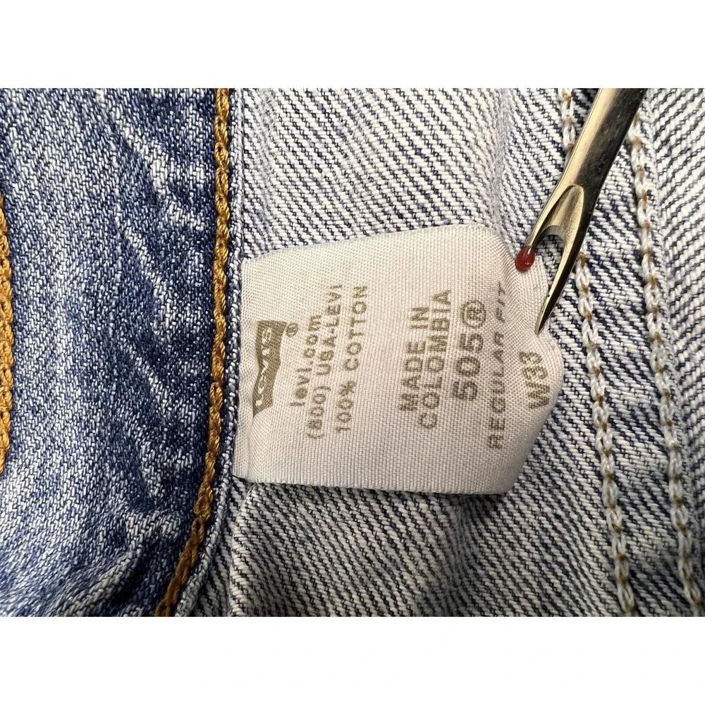 Vintage Mens Sz 33 Levis 505 Regular Fit Distressed Cutoff Jean Shorts Dad Jorts